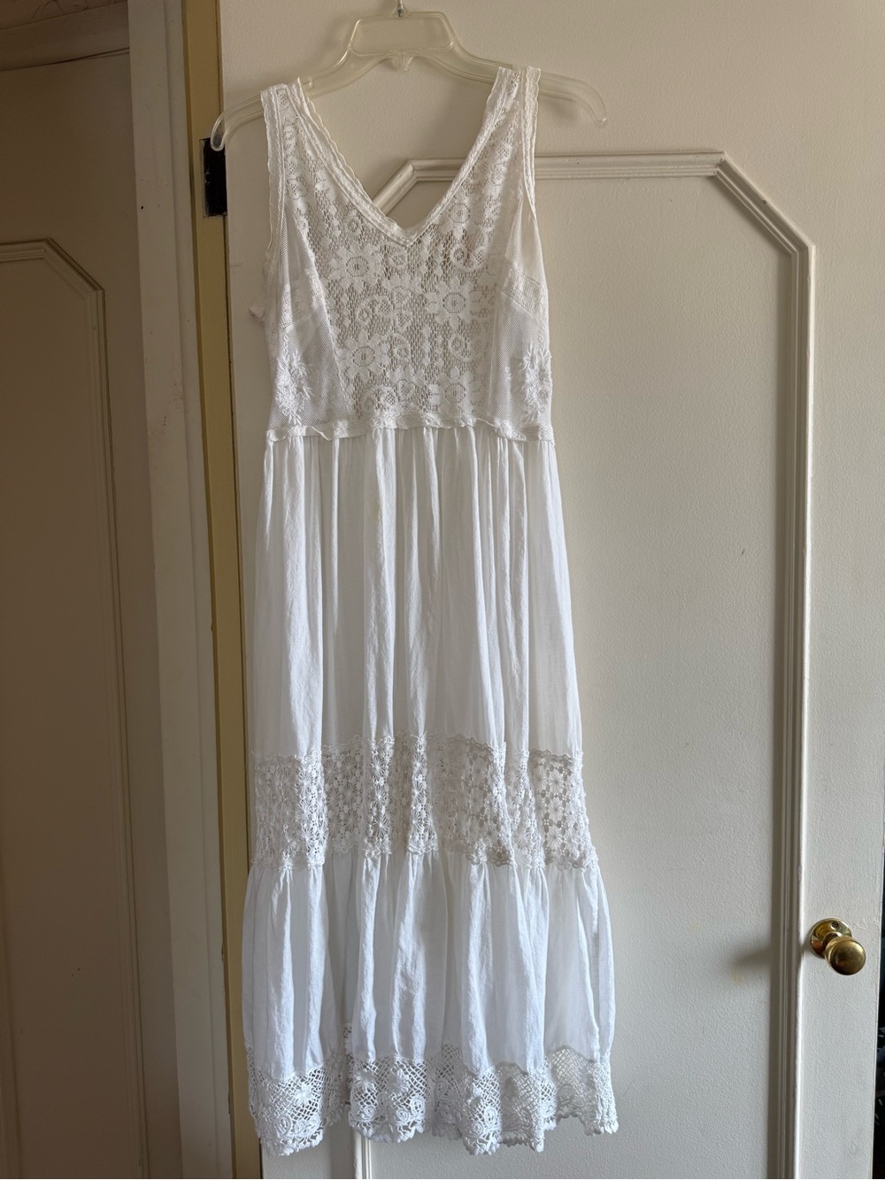 Sundance White Lace V-Neck Maxi Sundress